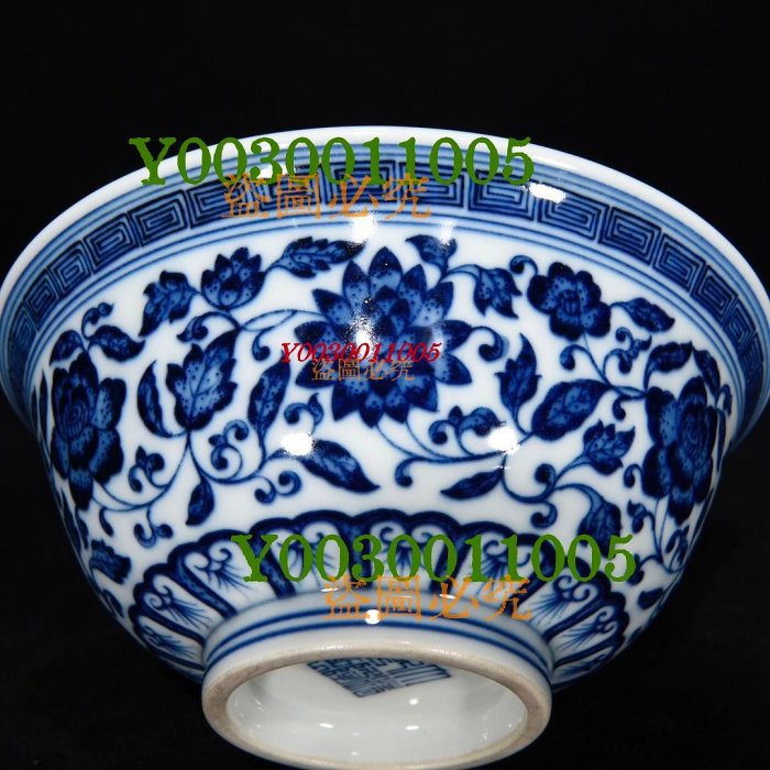 清乾隆青花纏枝蓮紋碗，6.5×13.5，:600565 瓷器青花粉彩【華夏尋寶