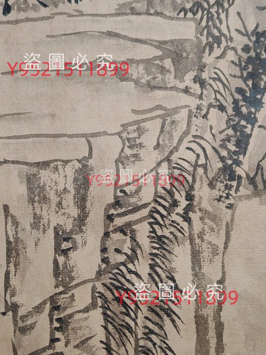 中国古美術【王時敏款 山水図 手描】古書画 正統派 三尺水墨画 掛軸 文房置物 上海博物馆