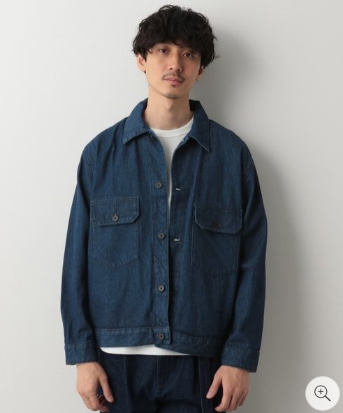 日牌 GLOBAL WORK 口袋 夾克 硬挺 牛仔 深藍 外套 寬版 CPO M號 BEAMS,UR,LEVIS