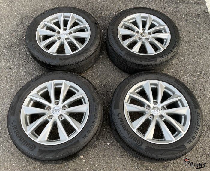 中古車胎 二手/中古鋁圈輪胎原廠INFINITI 17吋5孔114.3 灰含胎馬牌225/55-17 Q50