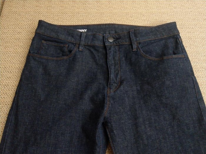MUJI 無印良品 深藍色修身窄管牛仔褲 skinny 彈性牛仔褲 32 33