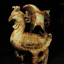 桑園の】古玉雕大型3019g 手刻鳳尊戰國青銅器式稀品珍藏(委託品) Q