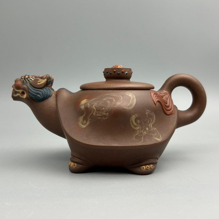 早期】龍龜文革紫絞泥秦酉桃曼心大師兆木山人紫砂壺網狀多孔宜興紫砂泡