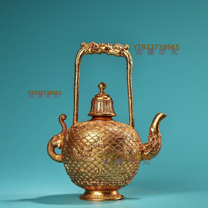純銅全銅高浮雕工藝鎏金酒壺工藝精湛器型款式精美重750克高18.5厘