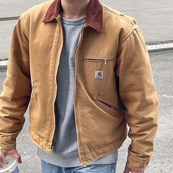 【新款】卡哈特Carhartt 重磅底特律夾克秋冬J01帆布工裝加棉外套男美式潮