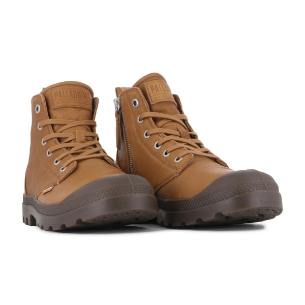 Palladium PAMPA ZIP LTH ESS 棕色 橡膠 皮革高筒靴 穿搭 男款 76888252