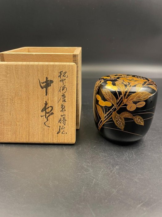 嚴選日本輪島塗大漆金蒔繪茶棗茶入，名家桂寬親手打造桐木箱珍藏，全新