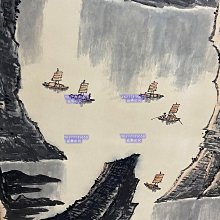 編號KAN49四尺帶信郵票中堂畫李可染山水畫純手繪一圖—物裱好尺寸高
