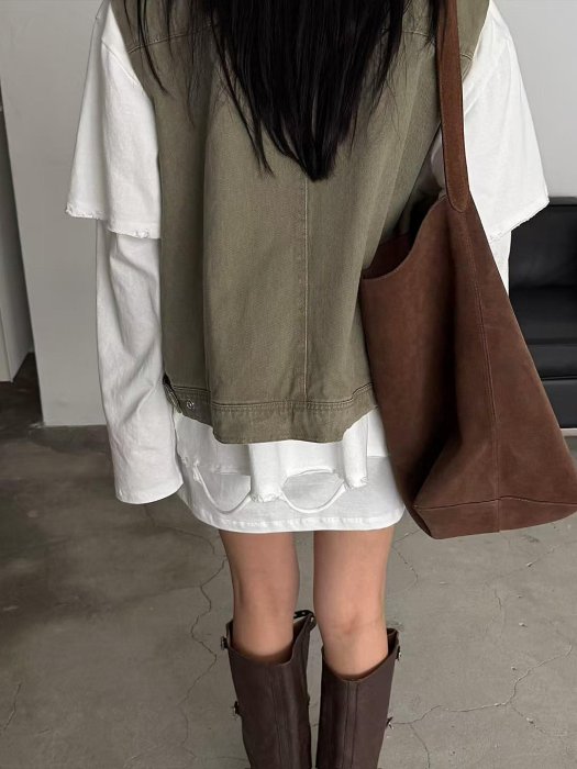 親飛韓國選品・實搭單品！牛仔挺料外搭背心  現貨・ 正韓服飾 中大尺碼