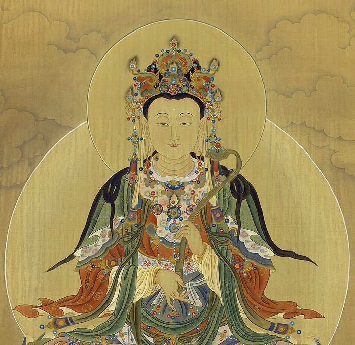 仏画】 文殊菩薩像 掛軸 紙本墨画 唐画 中国画 室町水墨 禅画 仏教美術