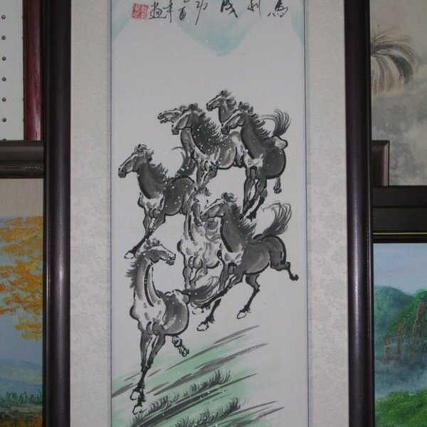 清代 中国美術 馬！馬！馬！乾隆八駿圖、大型絵画（複製品） 丁銘畫廊] 八駿馬- 馬到成功- 純手工畫- 國畫原作品- 尺寸特別- 含框裱