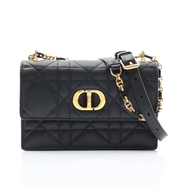 DIOR 迪奧 Miss Caro Mini 肩背包 黑色 Macrocannage 羊皮 【二手名牌BRAND OFF】