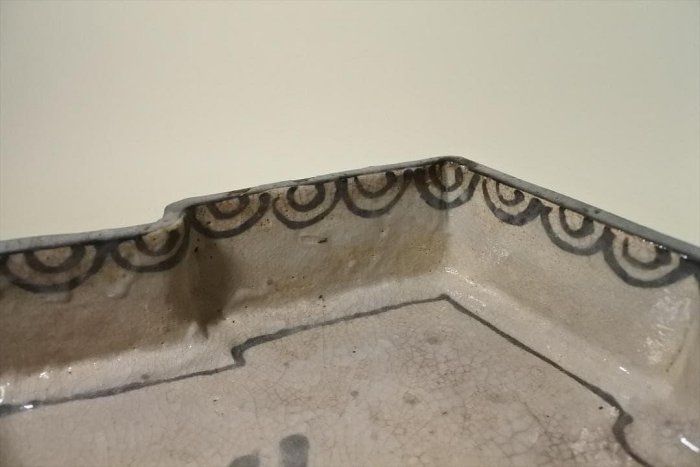 江戶末期絵瀬戸草花紋菱形平盤古董品古董| Yahoo拍賣