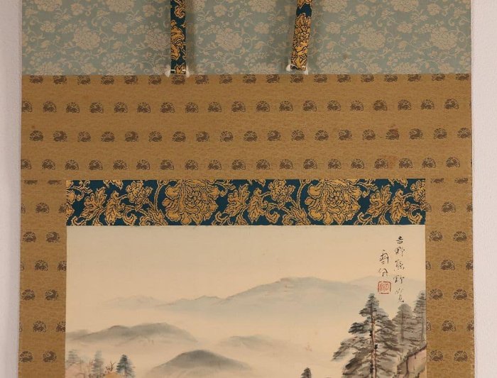 立野雪郷掛軸吉野熊野風景畫絹本| Yahoo拍賣