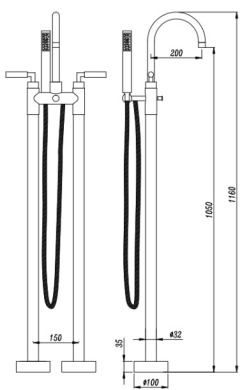 【麗室衛浴】 獨立式浴缸落地浴缸龍頭 F-FM-02 product lightbox image 2