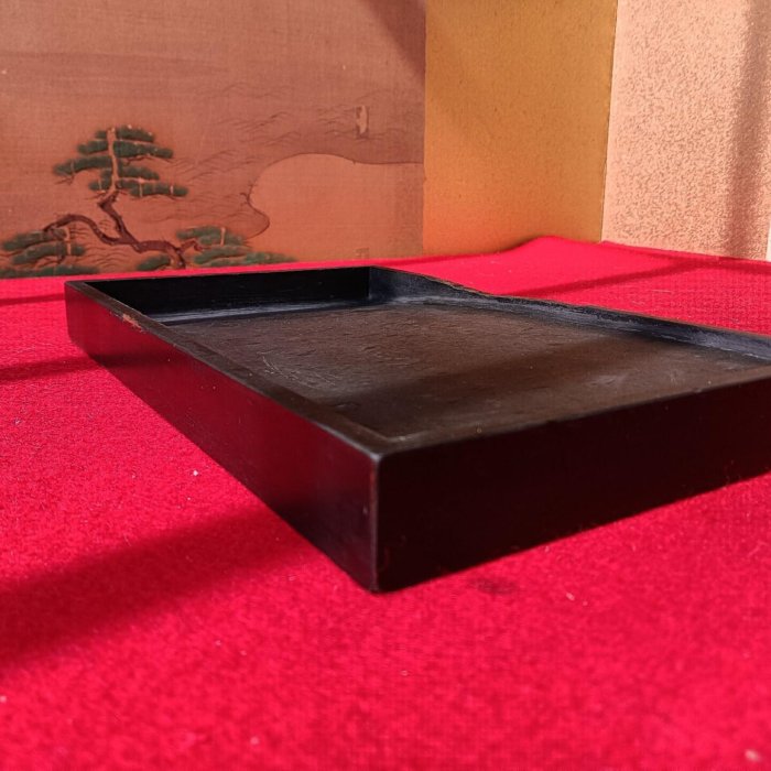 嚴選日本百年老石硯，高島虎斑石質地，長22.6cm，寬13.7cm，厚2.2cm
