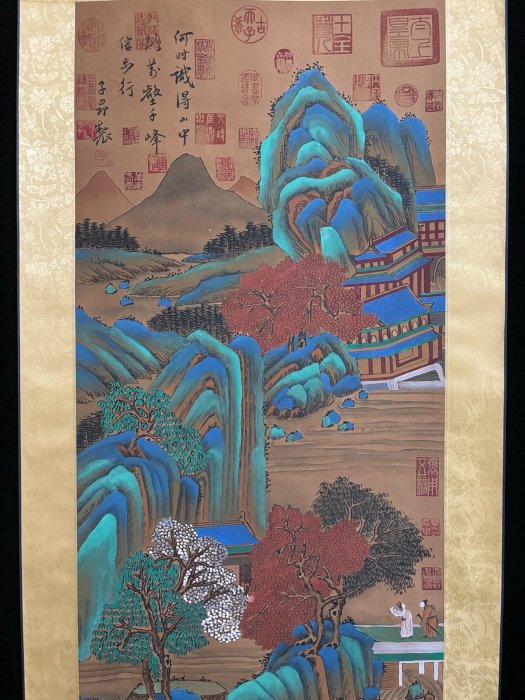 老字畫《趙孟頫山水》絹布手繪材質絹布裝裱尺寸187cm*60cm左右畫心尺寸
