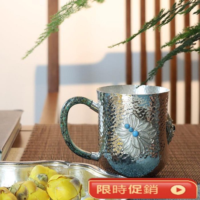 純銀 杯/盃/銀杯/銀 銀杯純手工一張打純銀馬克杯花絲鑲嵌寶石馬克杯大漆純銀999水杯| Yahoo拍賣
