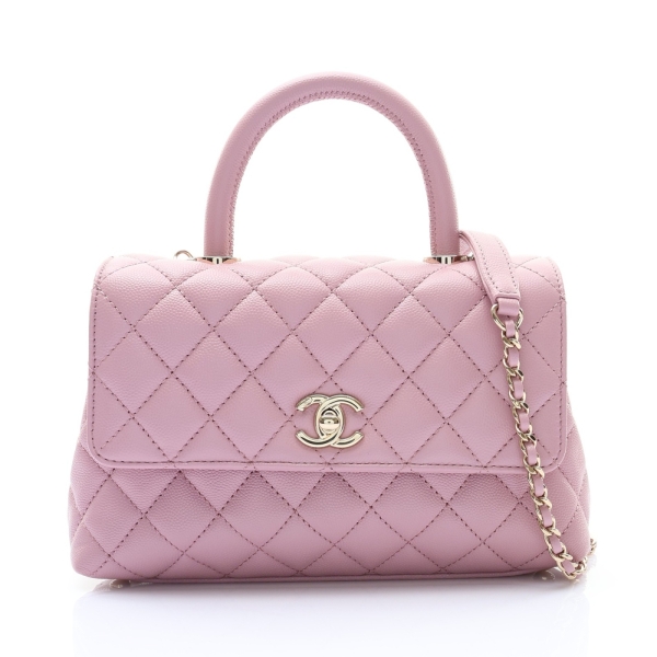CHANEL 香奈兒 Coco Handle Small 兩用包 粉色 荔枝紋牛皮 【二手名牌BRAND OFF】