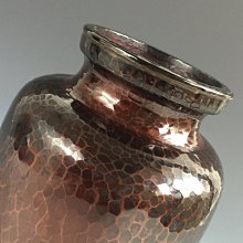 松果坊】日本金工『廣陵久芳堂』造夏目形銅蟲花瓶花器共箱茶席配件