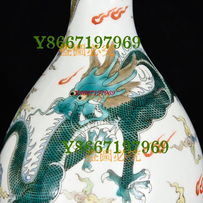 中国　大清康煕年製款　五彩雲龍文　長頸瓶　V　9906 中国 大清康煕年製款 五彩雲龍文 長頸瓶 V 9906 【公式通販】