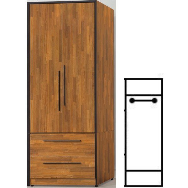 【DH】商品貨號285商品名稱《施勝發》工業風2.8尺二抽衣櫃(圖一)臺灣製.備有1.5尺單門.可搭配.主要地區免運費