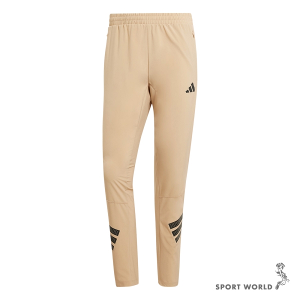 Adidas 長褲 男裝 拉鍊口袋 排汗 卡其【運動世界】JE5671