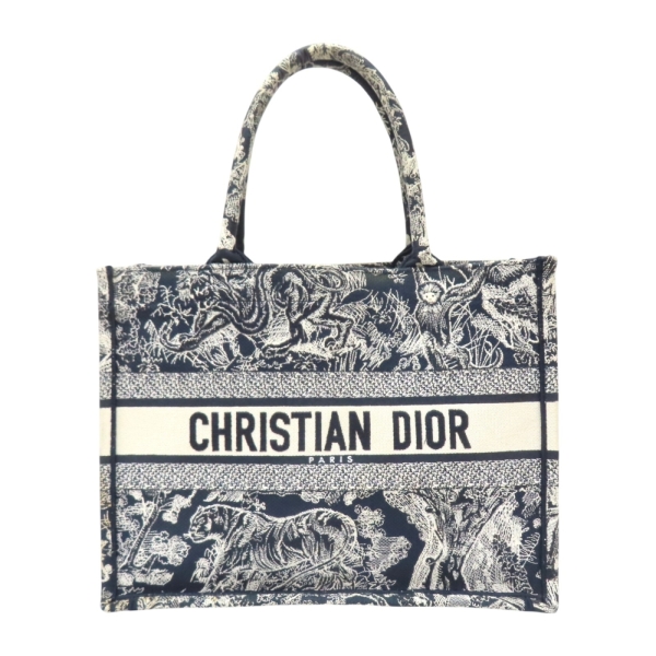 【再降價】Dior 迪奧 Book Tote M 托特包 藍色 刺繡帆布 M1296ZRGO 【二手名牌BRAND OFF】