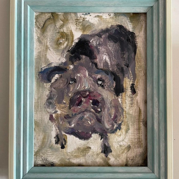 亥豬》手繪油畫作品畫面尺寸：15x20cm 外框尺寸：25x30cm 每張作品【同