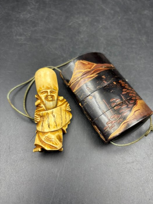 日本拍回印籠根付時代江戶時代尺寸印籠：長7.6cm，寬5，