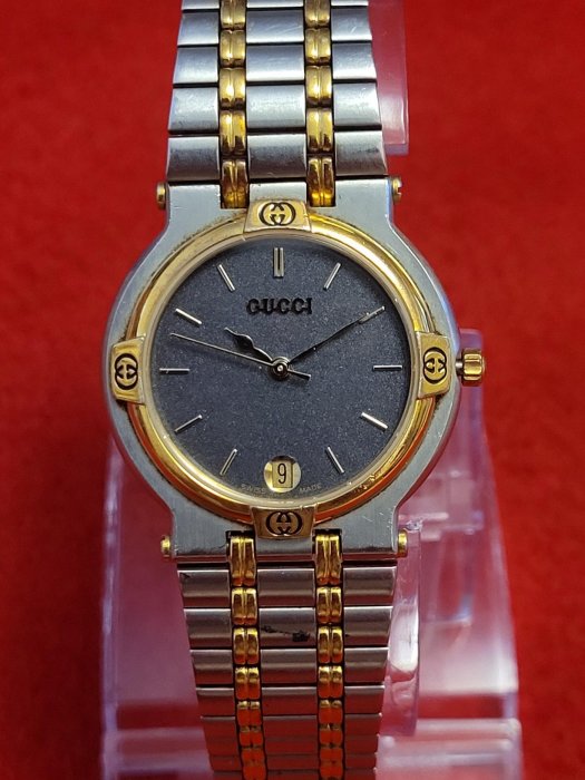 瑞士製 GUCCI 9000M (黑) 石英腕錶