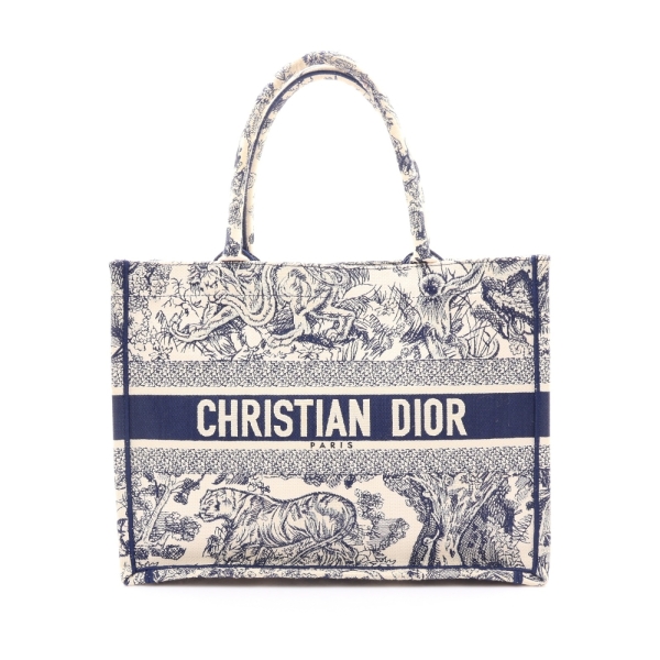 Dior 迪奧 藍/白色 帆布 Book Tote M 手提包 【二手名牌BRAND OFF】