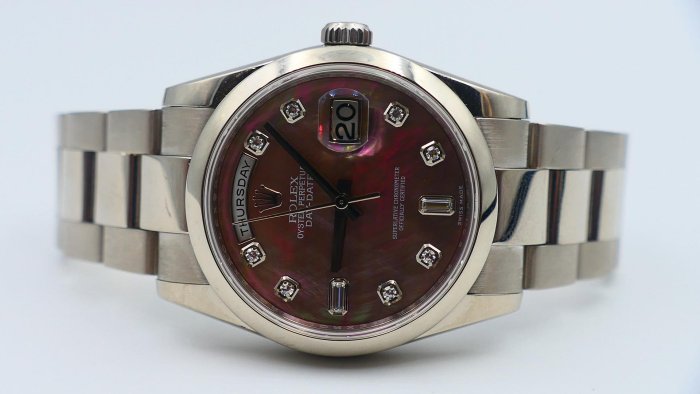【美好時光】ROLEX勞力士白金Daydate 118209原裝黑貝母十鑽(大顆鑽石)釋出!盒單全美品( 18239 118239參考)