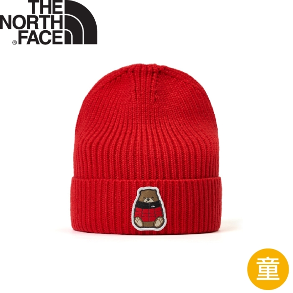 【The North Face 童 LOGO保暖針織帽《紅》】8CGU/休閒帽/舒適保暖毛帽