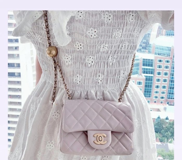 【翰貝格名牌館】全新真品 CHANEL 爆款 薰衣草紫 mini coco 17 方胖子 金球鍊 AS1786