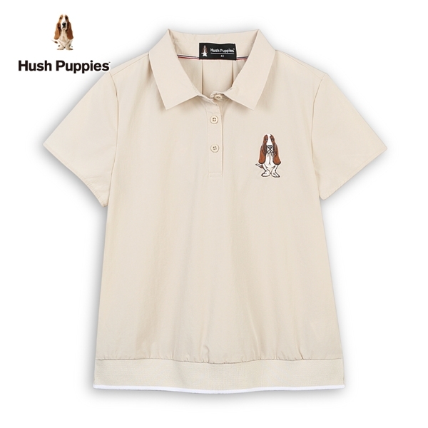 Hush Puppies POLO衫 女裝品牌英文緹花刺繡狗POLO衫