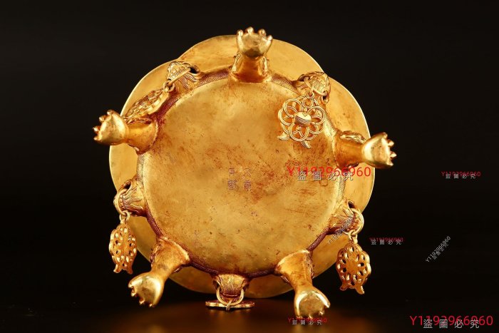 唐代銅鎏金鏤空香爐，重1173克高24厘米寬16厘米舊藏收藏古玩【大開門