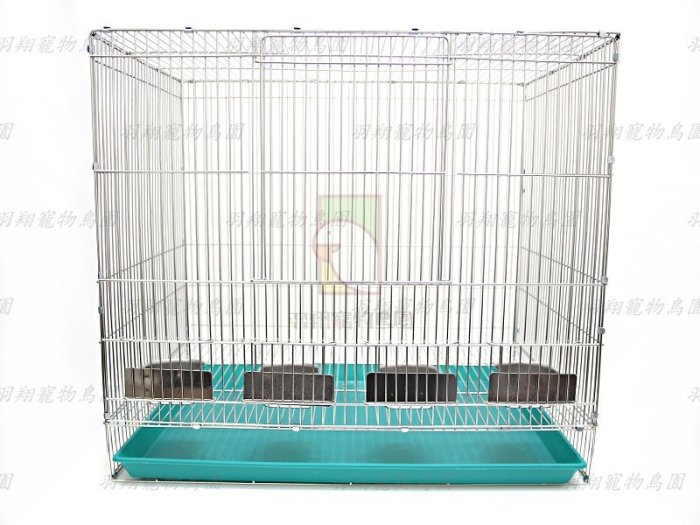 304不鏽鋼兩尺加高鳥籠(自組式)+木棍+白鐵九官杯+塑膠便盤/羽翔寵物鳥