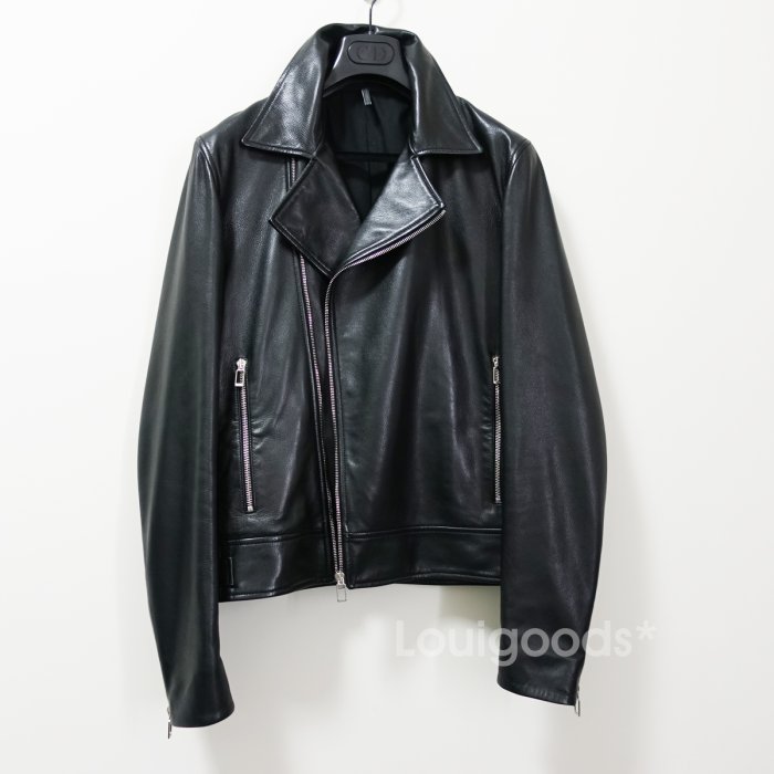 路易好貨｜DIOR HOMME 黑色頂級小羊皮 BIKER 騎士風格皮衣外套 夾克  48