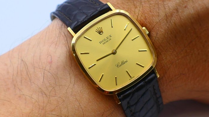 【美好時光】ROLEX最便宜的男款金錶！勞力士4114超薄手上鏈單錶美品勞服保養完成 （ 1803 18038參考）