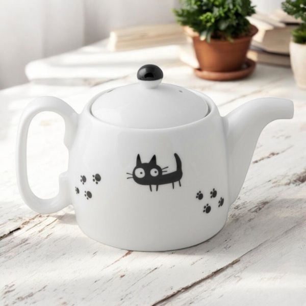 可愛黑貓陶瓷茶壺花茶壺陶瓷茶壺日式茶壺茶具日本進口小茶壺| 茶具