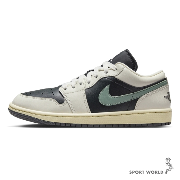 Nike 休閒鞋 女鞋 倒鉤平替 Air Jordan 1 Low Jade Smoke 米黑綠【運動世界】DC0774-001