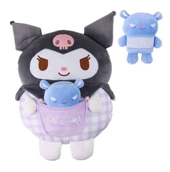 【震撼精品百貨】酷洛米 Kuromi~Sanrio 日本SANRIO三麗鷗 酷洛米絨毛造型抱枕 靠墊-格紋*87104