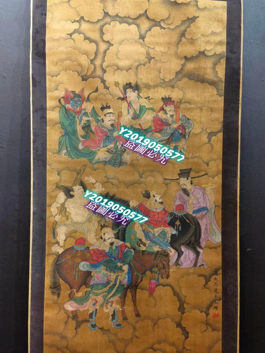 LA 5 唐，吴道子，精品绢本人物41.2X82.9 字畫書法古玩二手【華夏】533