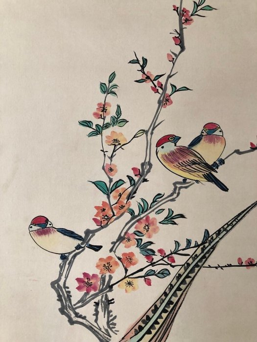 小雙邊42【王雪濤】花鳥，三尺純手繪作品，裝裱好尺寸：207*67厘米左右