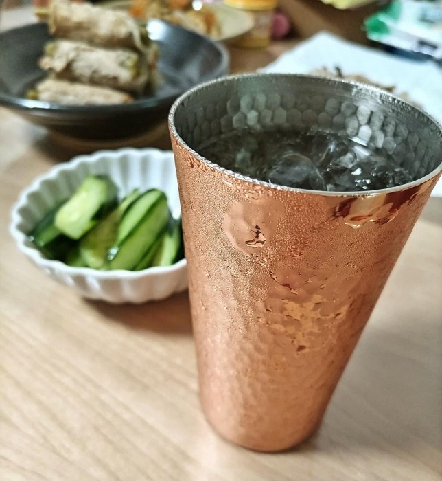 日本新光堂銅杯純銅鎚目COPPER 100 水杯杯子杯日本製- 350ml