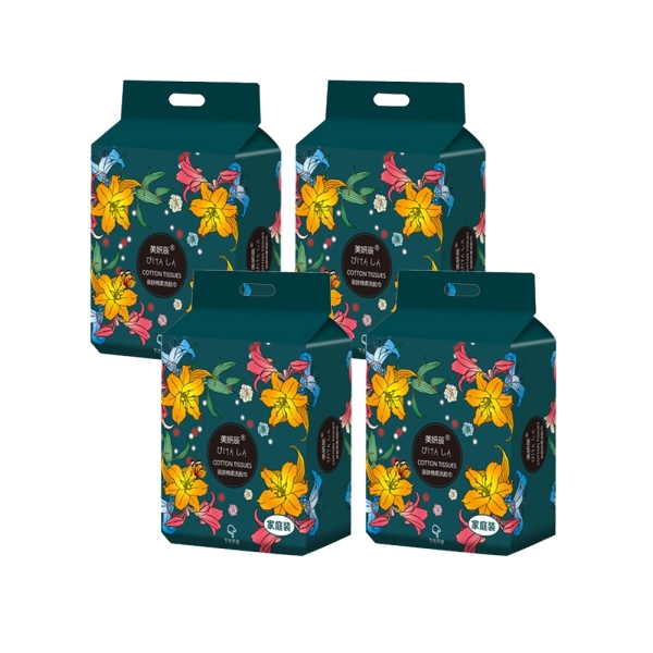4入組 家庭號500G 加厚珍珠紋抽取式洗臉巾 可懸掛 一次性 方巾 擦拭布 洗面巾 抹布