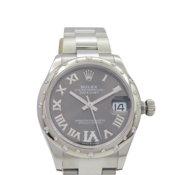 ROLEX 勞力士 DateJust 31 腕錶 深灰色錶盤 不鏽鋼 鑽石 278344RBR 【二手名牌BRAND OFF】