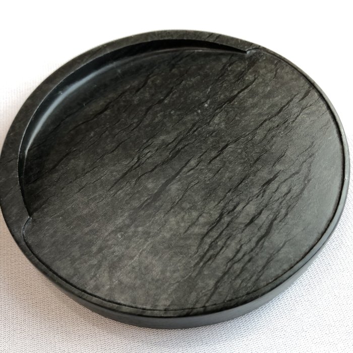 【歙州硯　特大12吋】◆水波眉子紋・年輪紋・金線・銀華の美石◆唐木天地蓋◆龍尾山 歙州硯 特大12吋】◇水波眉子紋・年輪紋・金線・銀華の美石◇唐木天地