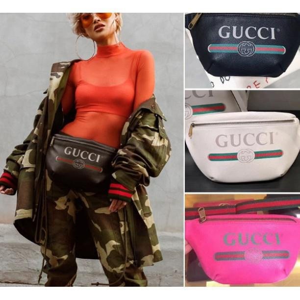 Gucci belt bag 腰包胸包 logo  蔡依林 楊冪 黑/白/紅色 493869 現貨